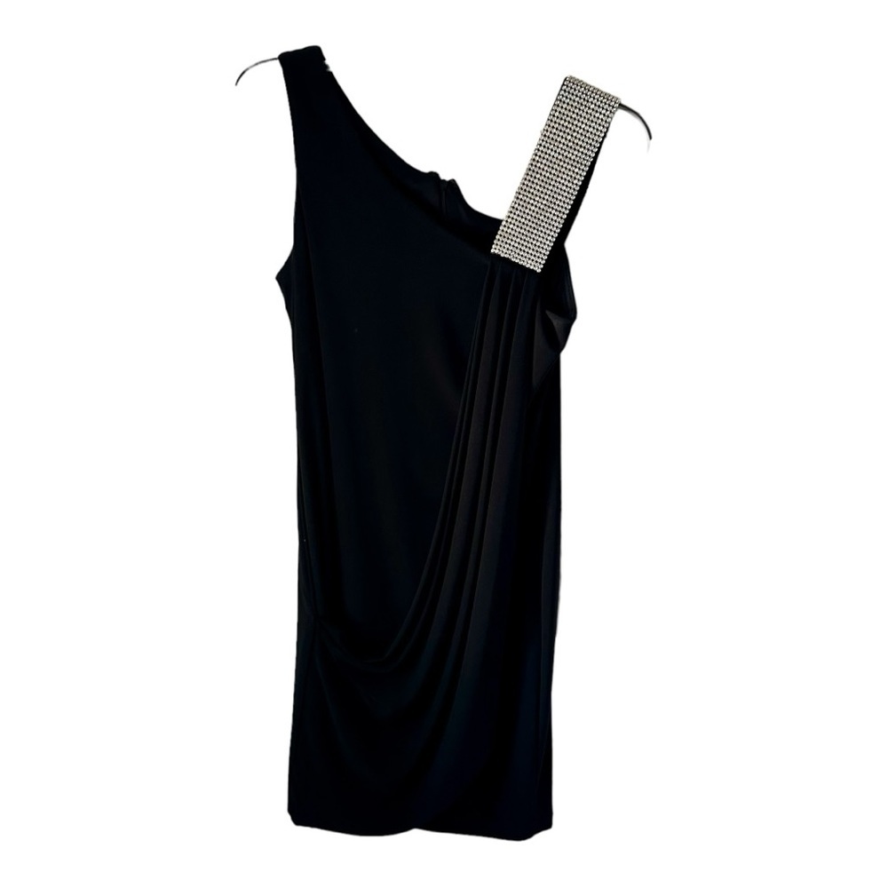 DJ- JAZ Women’s Dress Black Rhinestone Strap Draped Size 6